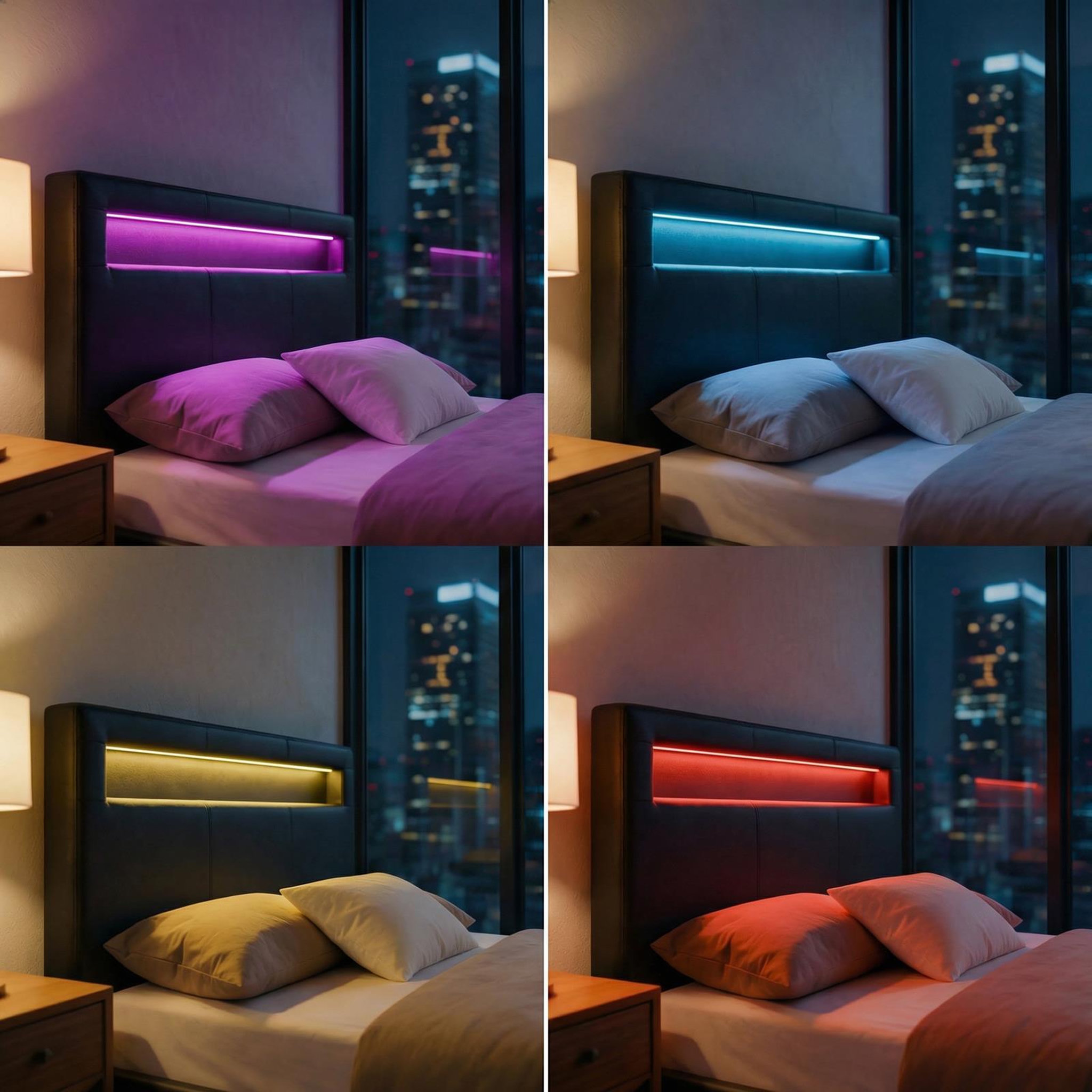 Voir la diapositive 5 : IDIMEX Lit LED simple MIIRANDO 120x190 cm, avec sommier, revêtement synthétique