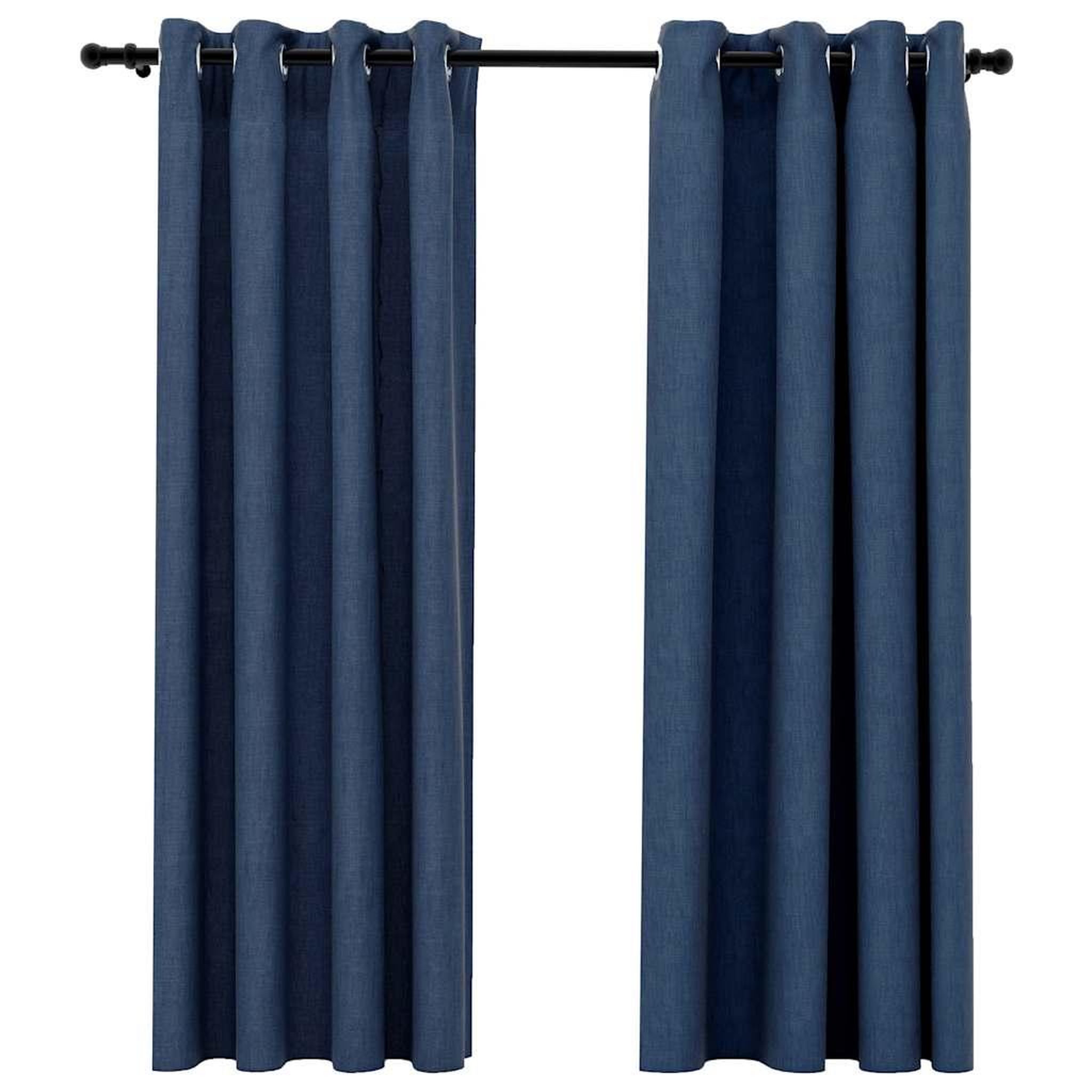 Voir la diapositive 2 : VIDAXL Rideaux occultants Aspect lin avec œillets 2 pcs Bleu 140x175cm