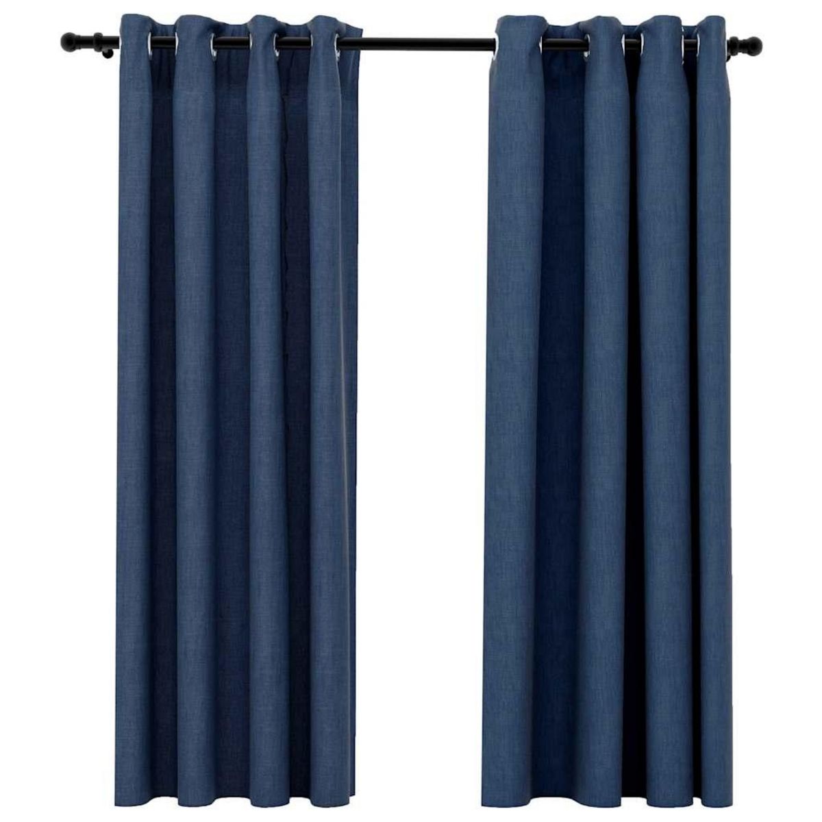 VIDAXL Rideaux occultants Aspect lin avec œillets 2 pcs Bleu 140x175cm