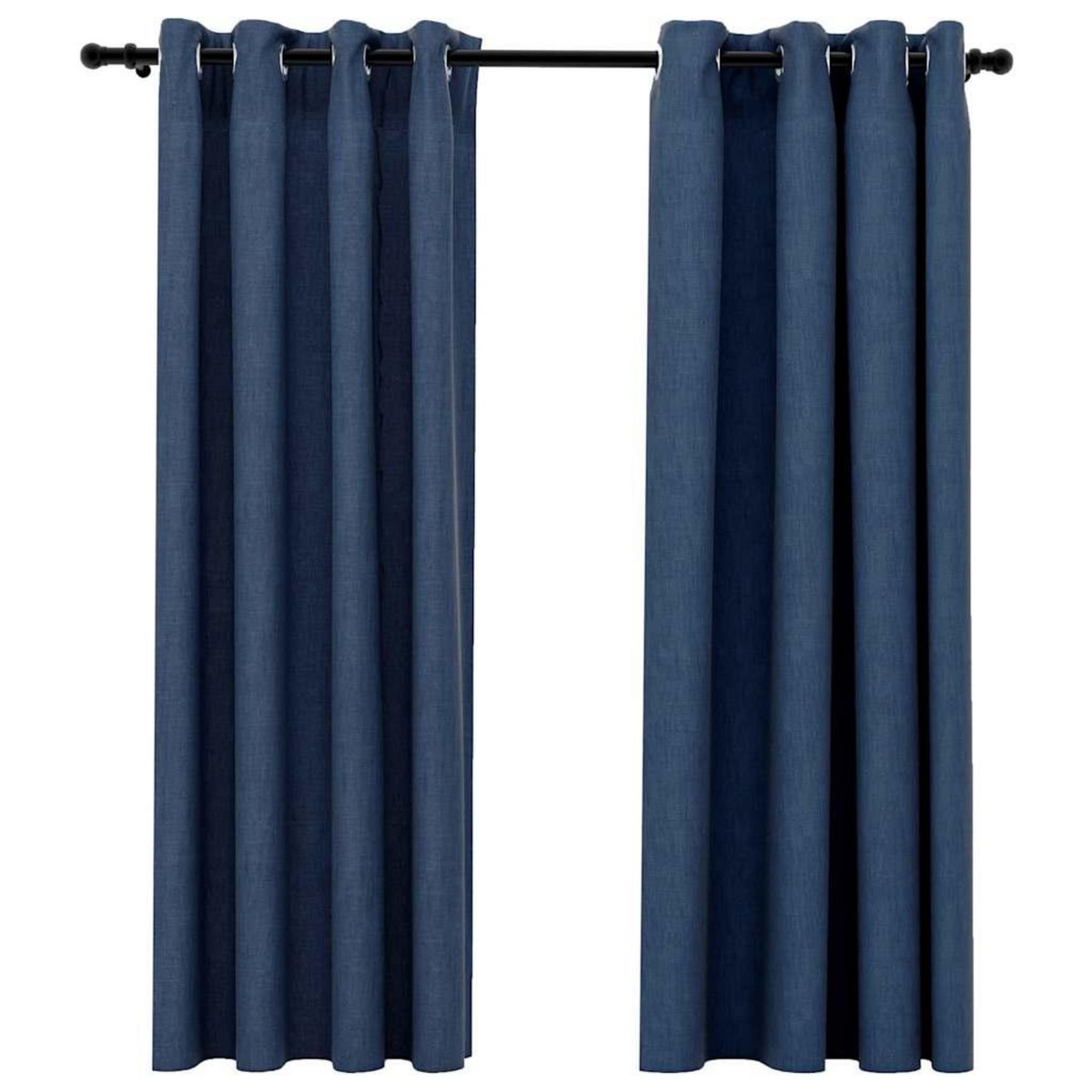 VIDAXL Rideaux occultants Aspect lin avec œillets 2 pcs Bleu 140x175cm