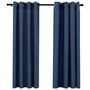 Voir la diapositive 2 : VIDAXL Rideaux occultants Aspect lin avec œillets 2 pcs Bleu 140x175cm