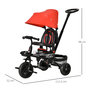 Voir la diapositive 3 : HOMCOM Tricycle enfant évolutif pliable 4 en 1 multifonction - pare-soleil, canne télescopique amovible - siège pivotant, harnais, arceau sécurité - 3 paniers rangement - métal PP rouge noir