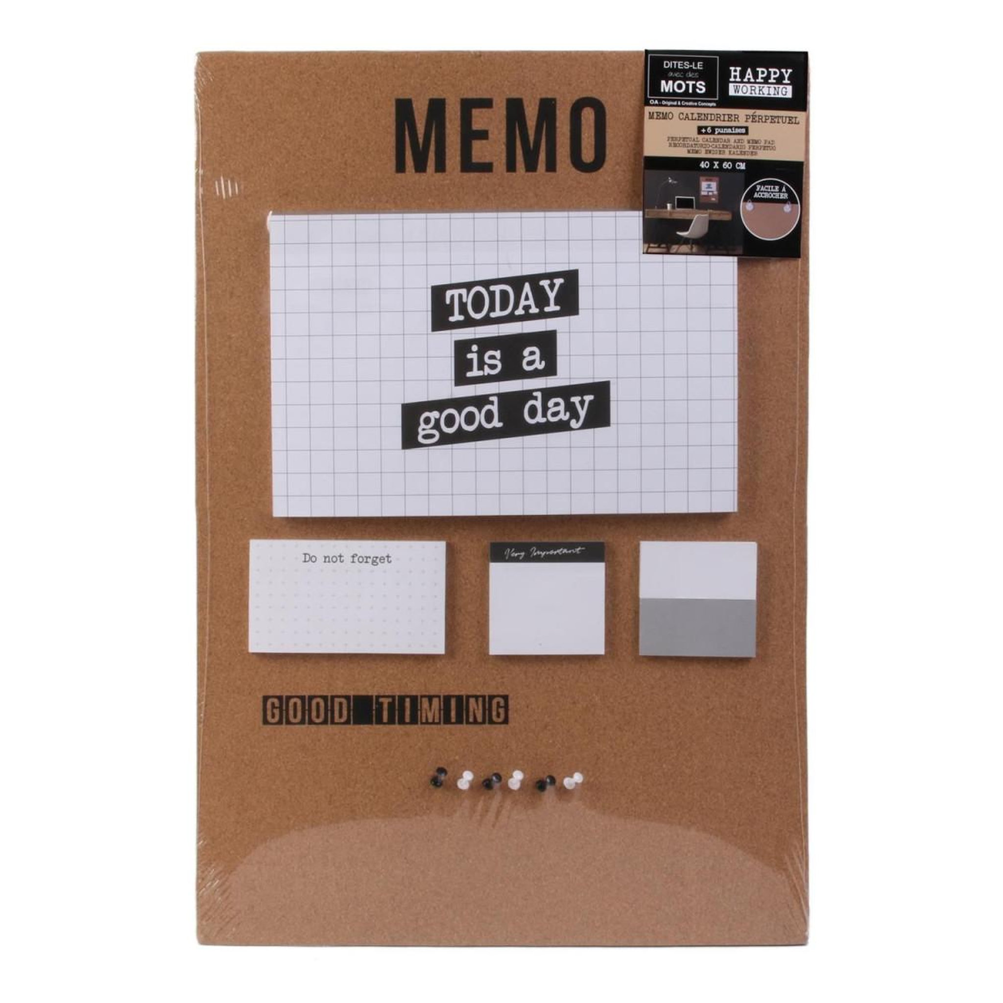 Voir la diapositive 4 : The Home Deco Factory Mémo calendrier perpétuel  working  60cm naturel
