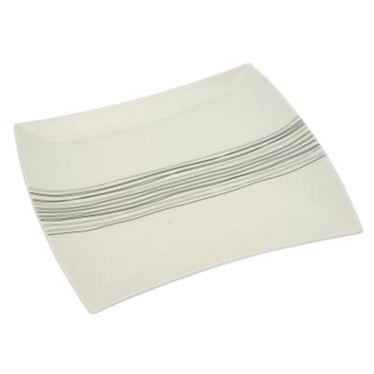 SECRET DE GOURMET Lot de 6 Assiettes Plates Carrées  Lignes  26cm Blanc