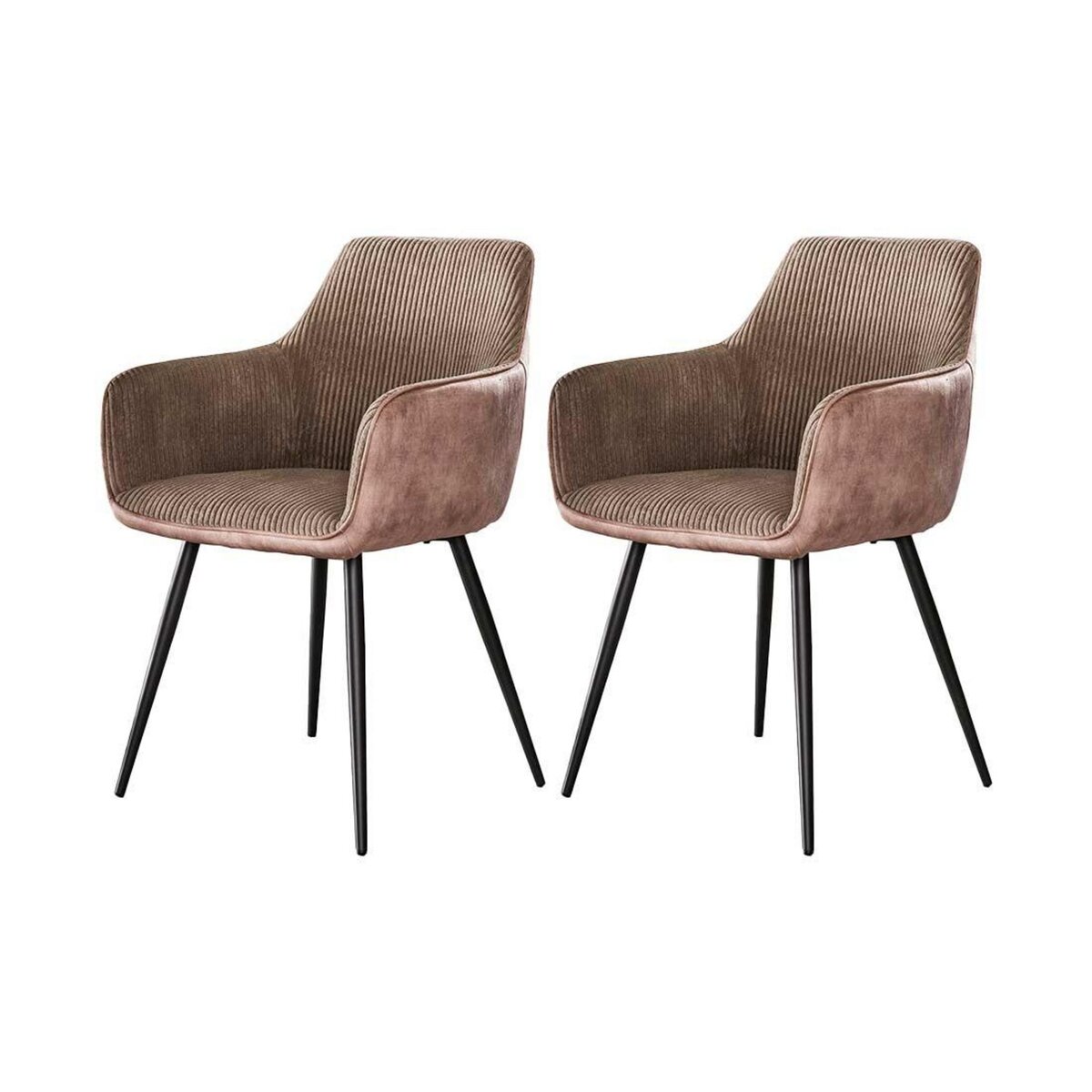 LISA DESIGN Lormi - lot de 2 fauteuils - en velours côtelé et velours - taupe