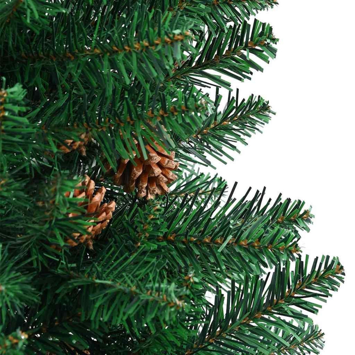 VIDAXL Sapin de Noël mince avec bois veritable et cones vert 210cm PVC
