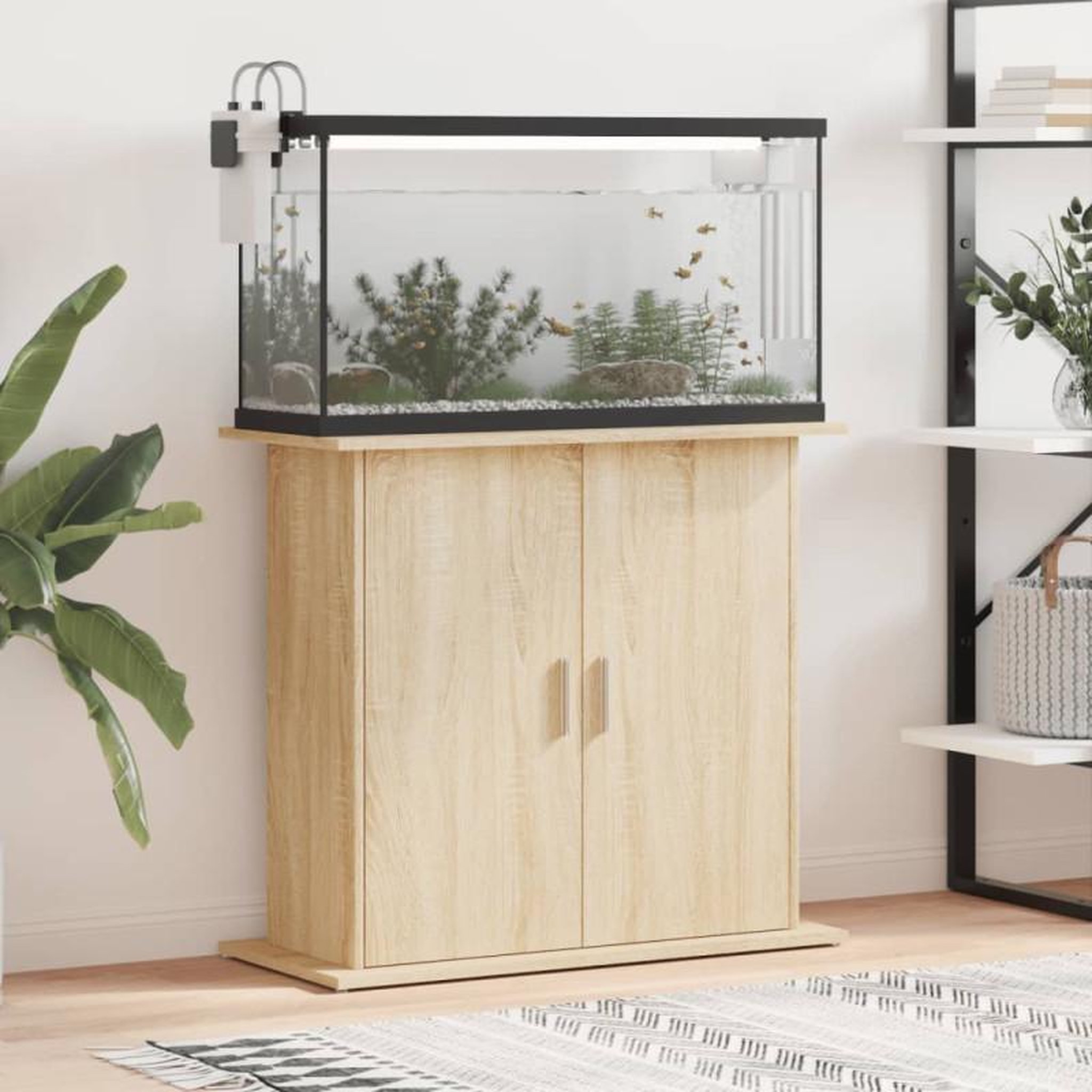 Voir la diapositive 1 : VIDAXL Support pour aquarium chêne sonoma 81x36x73cm bois d ingénierie