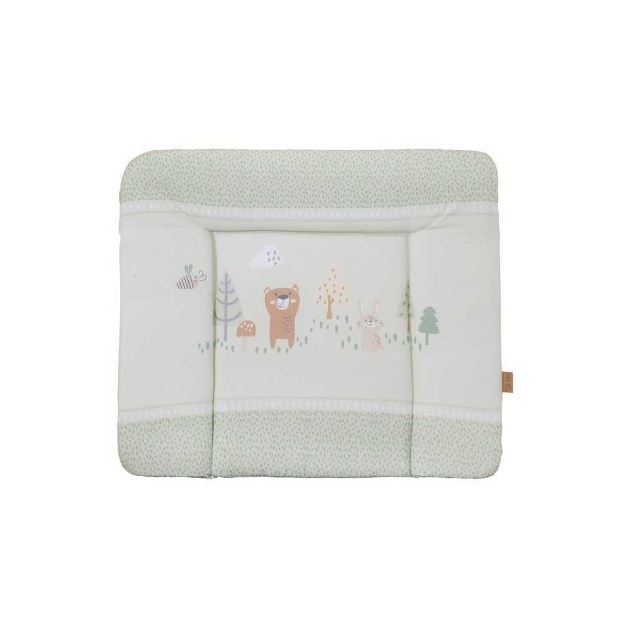 Roba Roba tapis à langer bébé woodland buddies, vert pastel, bords surélevés, 86 x 76 x 5 cm