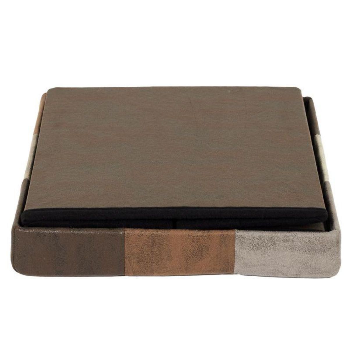 Paris Prix Pouf Coffre Pliable Patchwork  Loic  38cm Marron