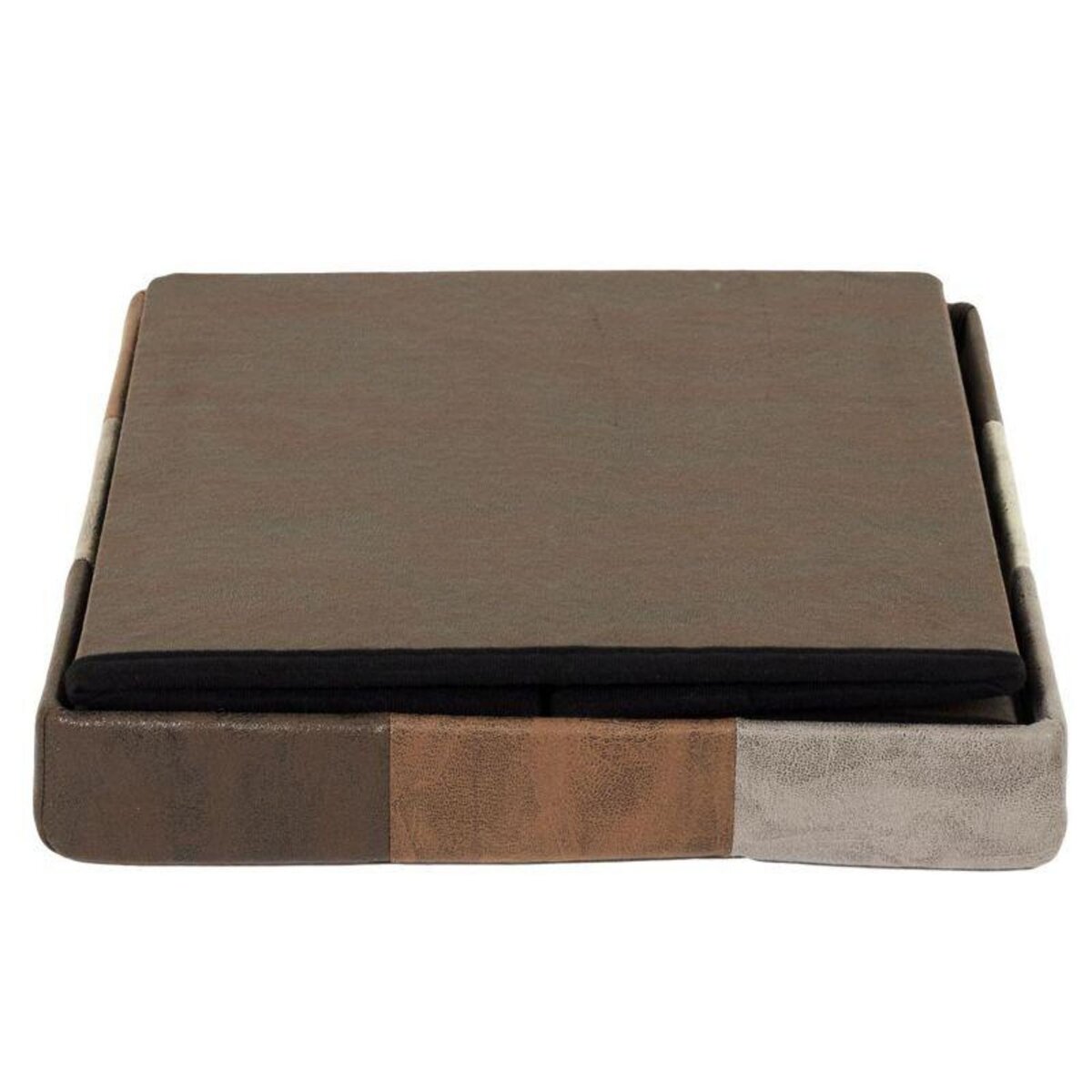 Paris Prix Pouf Coffre Pliable Patchwork  Loic  38cm Marron