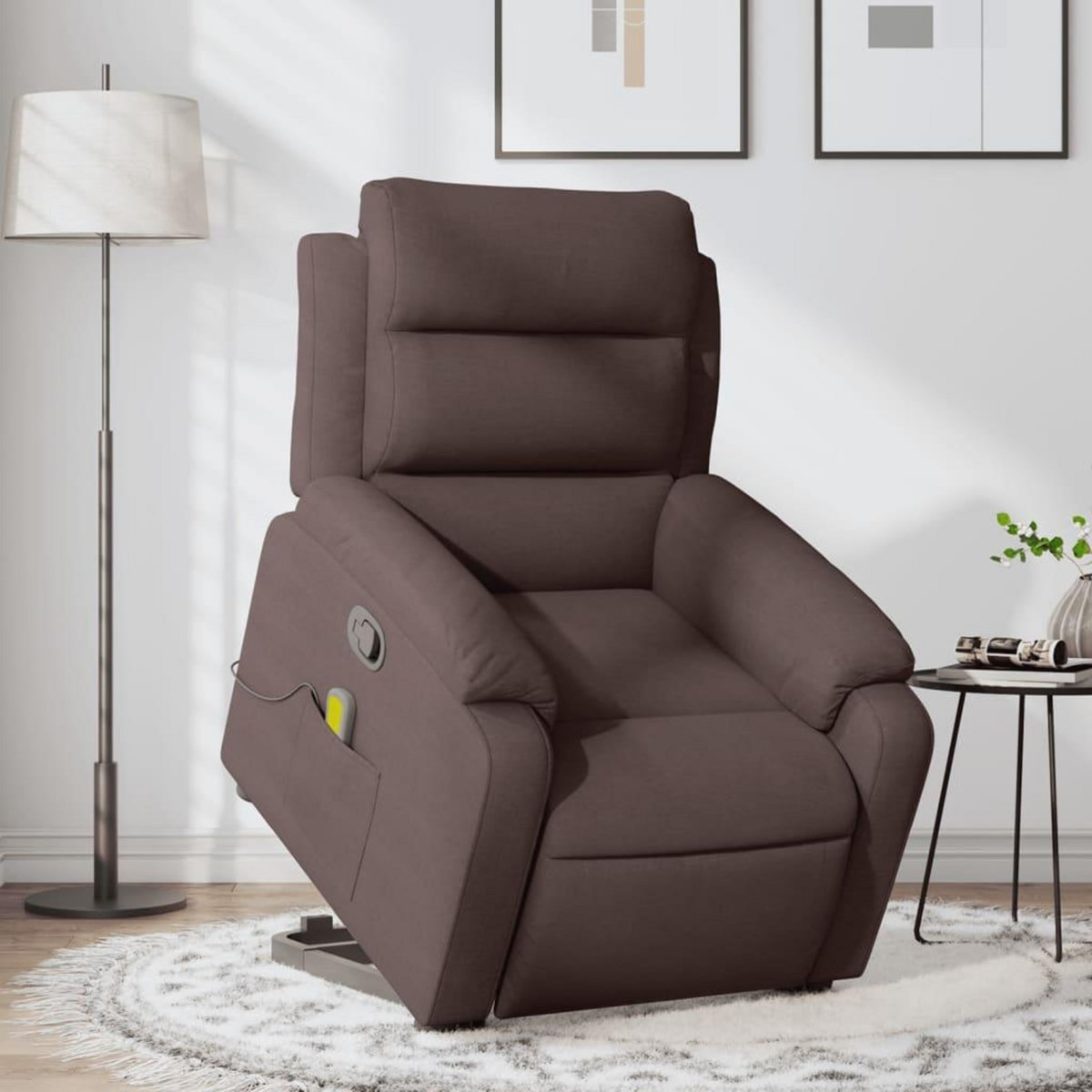 VIDAXL Fauteuil inclinable de massage Marron fonce Tissu