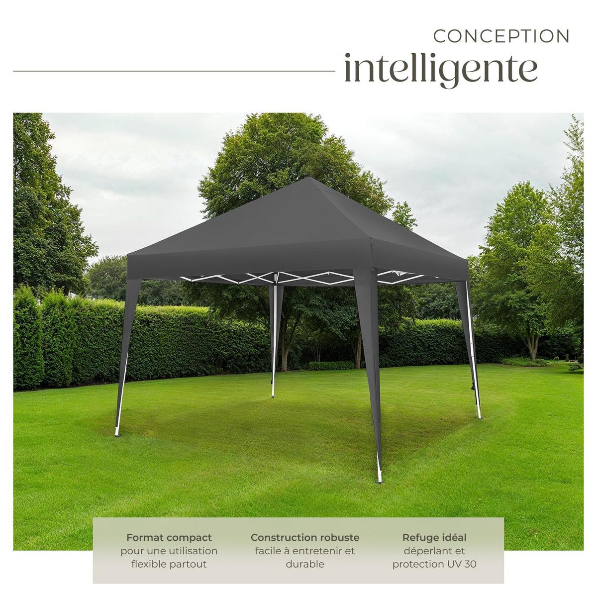 tectake Tonnelle 3 x 3 m gris