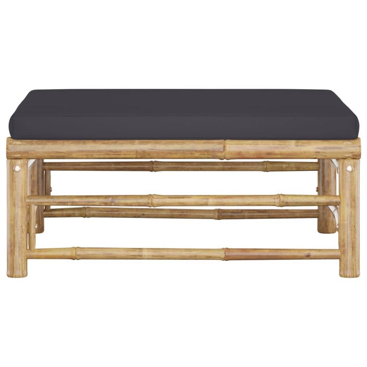 VIDAXL Repose-pied de jardin avec coussin gris fonce Bambou