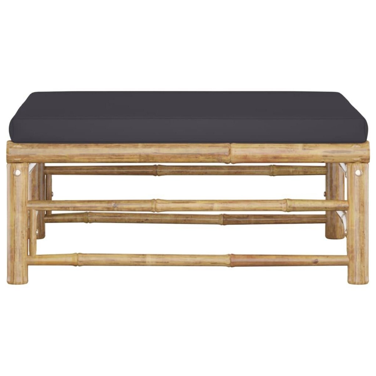 VIDAXL Repose-pied de jardin avec coussin gris fonce Bambou