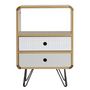 Voir la diapositive 2 : VS VENTA-STOCK Table Chevet Buda 2 Tiroirs, Couleur chêne, Jambes en métal en Noir