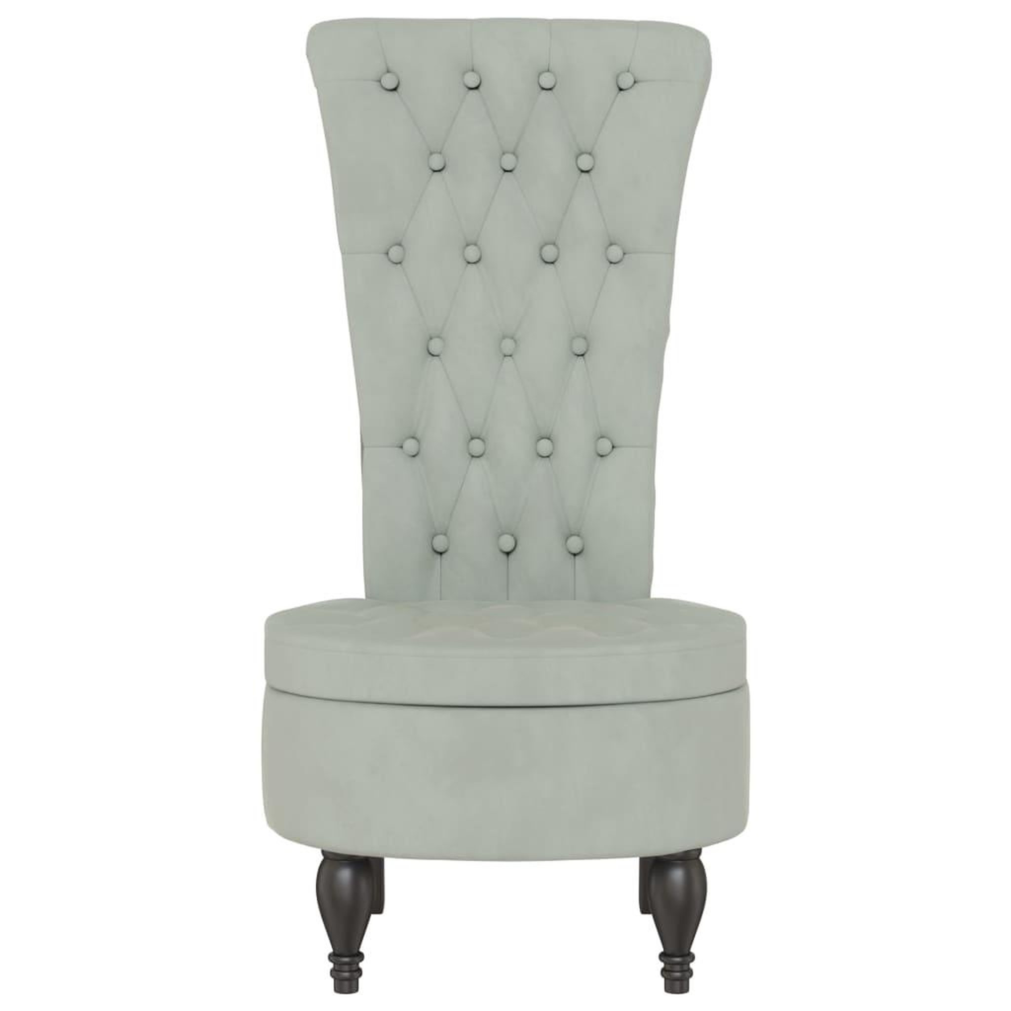 Voir la diapositive 3 : VIDAXL Chaise a dossier haut gris clair velours conception de bouton