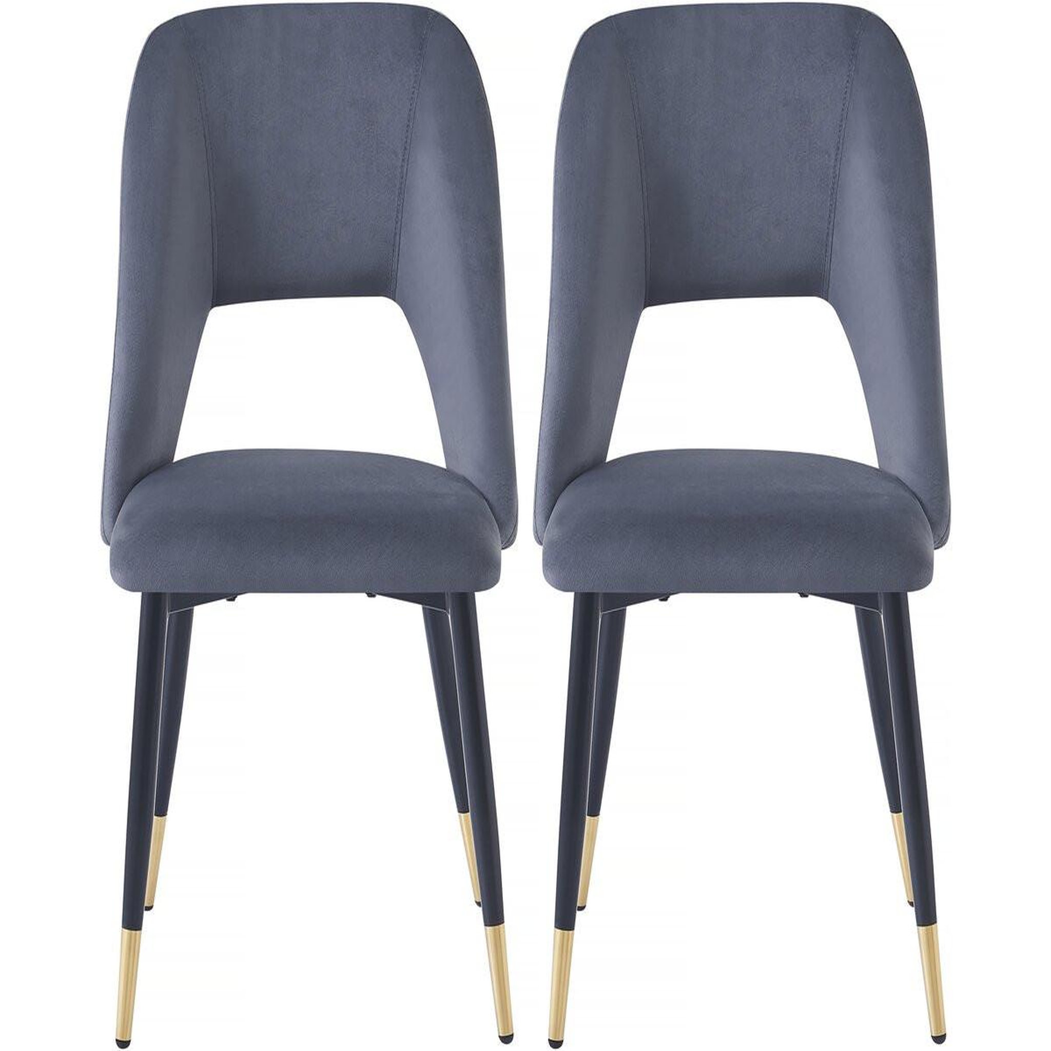 Habitat et Jardin Lot de 2 chaises en velours  coralie  - gris