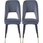 Habitat et Jardin Lot de 2 chaises en velours  Coralie  - Gris