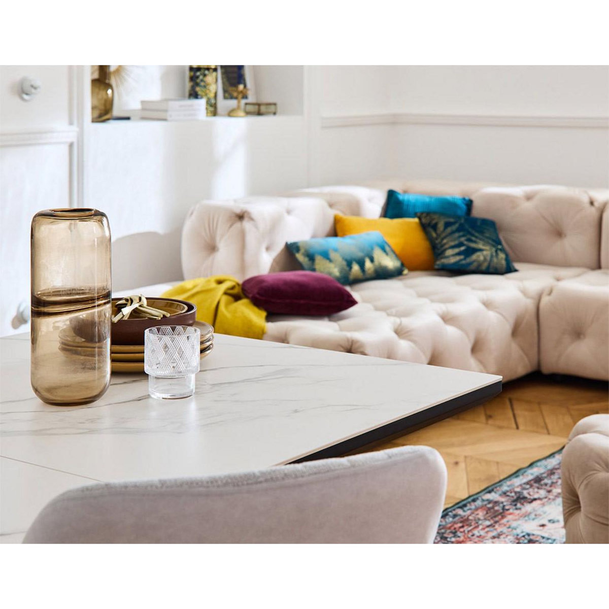 LISA DESIGN Gallata - canapé chesterfield d'angle gauche - 5 places - en velours