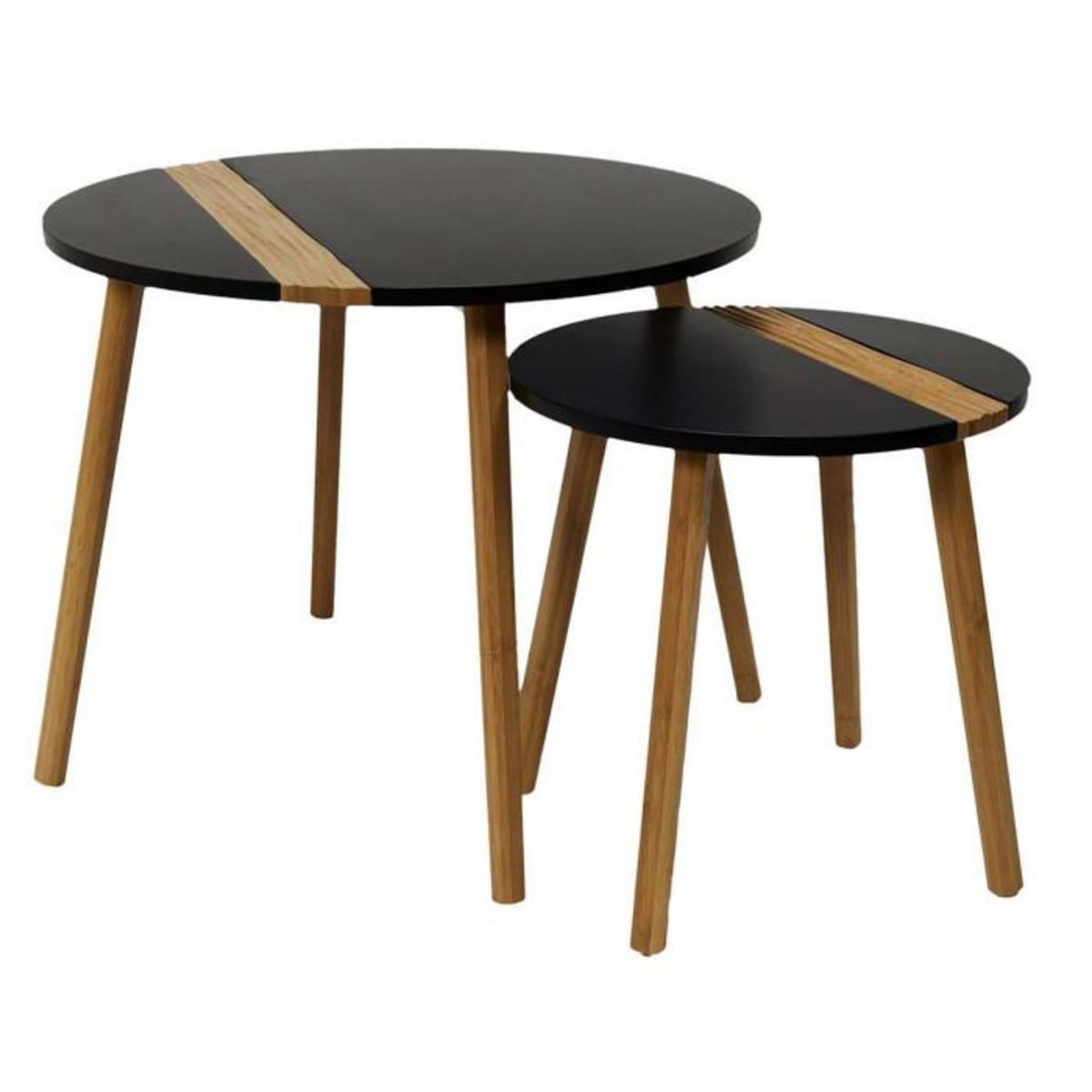 Paris Prix Lot de 2 Tables Gigognes  Relief Bicolore  60cm Noir