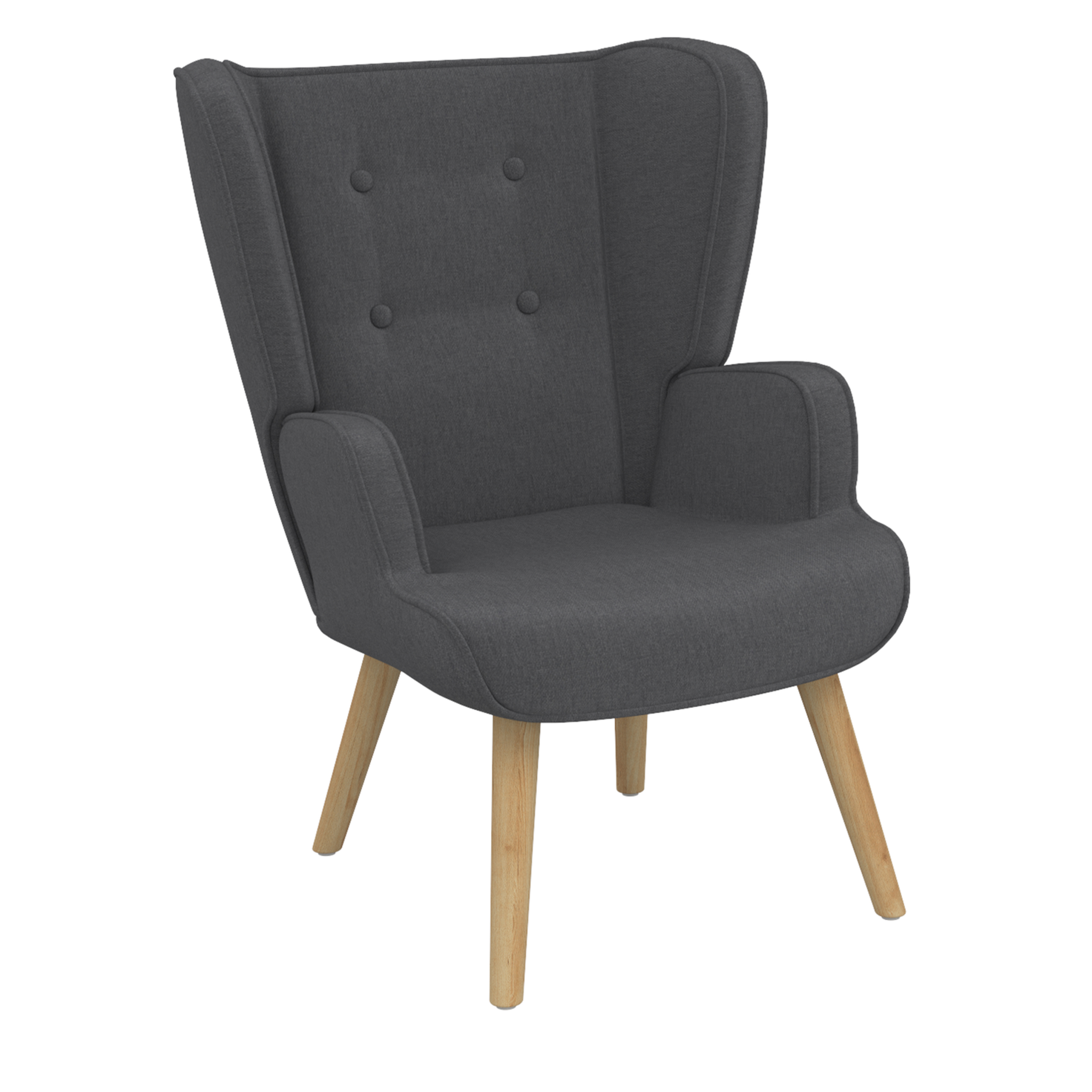 ID MARKET Fauteuil scandinave SVEN grand confort en tissu gris anthracite