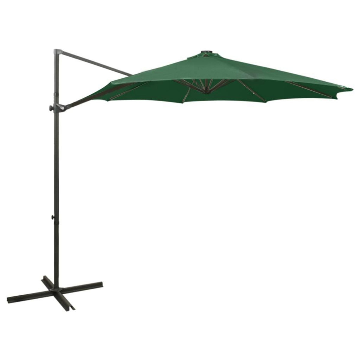 VIDAXL Parasol de jardin en porte-a-faux et mat et lumieres LED vert