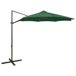 VIDAXL Parasol de jardin en porte-a-faux et mat et lumieres LED vert