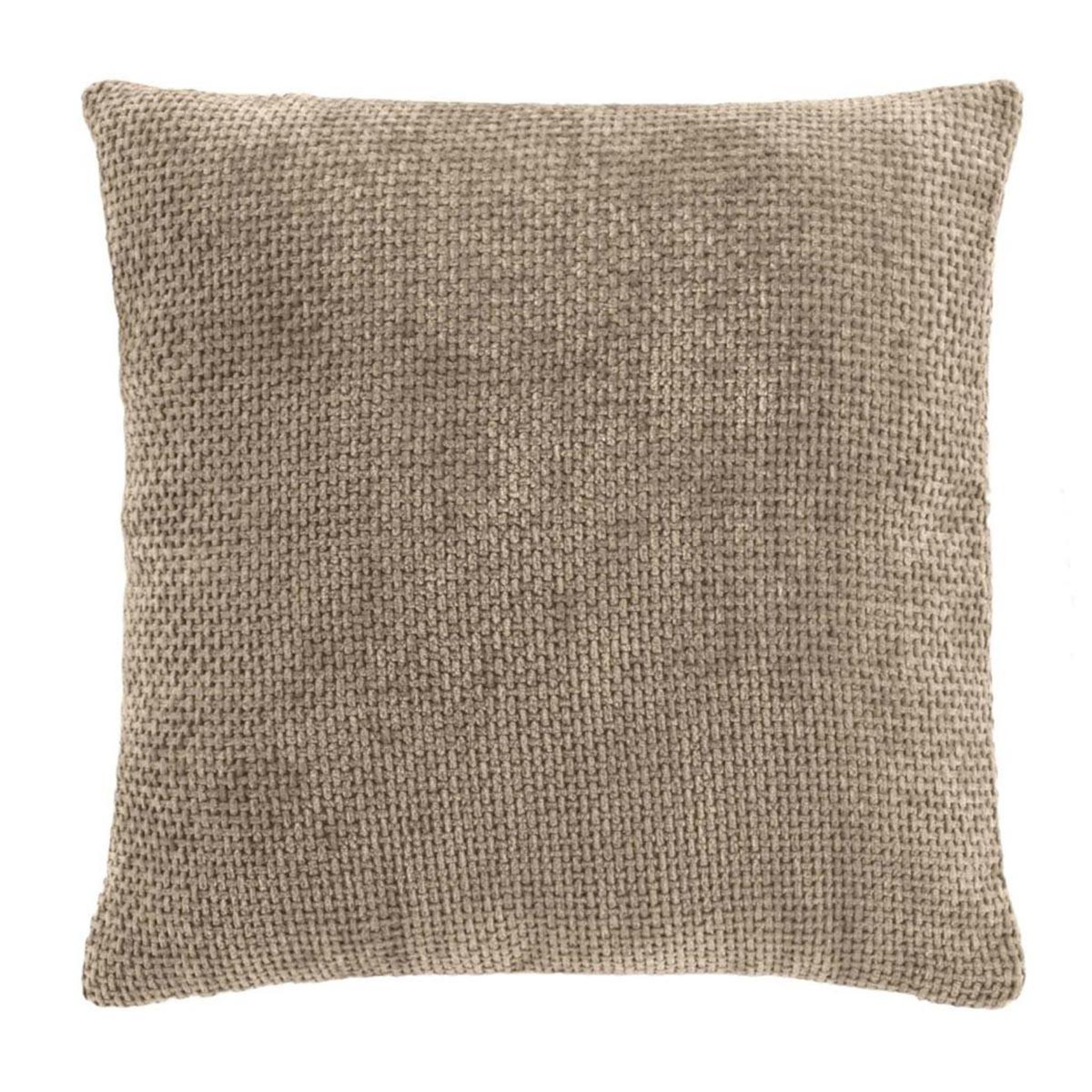 Douceur d'Intérieur Coussin déco en velours chenillé  leo  45x45cm sable