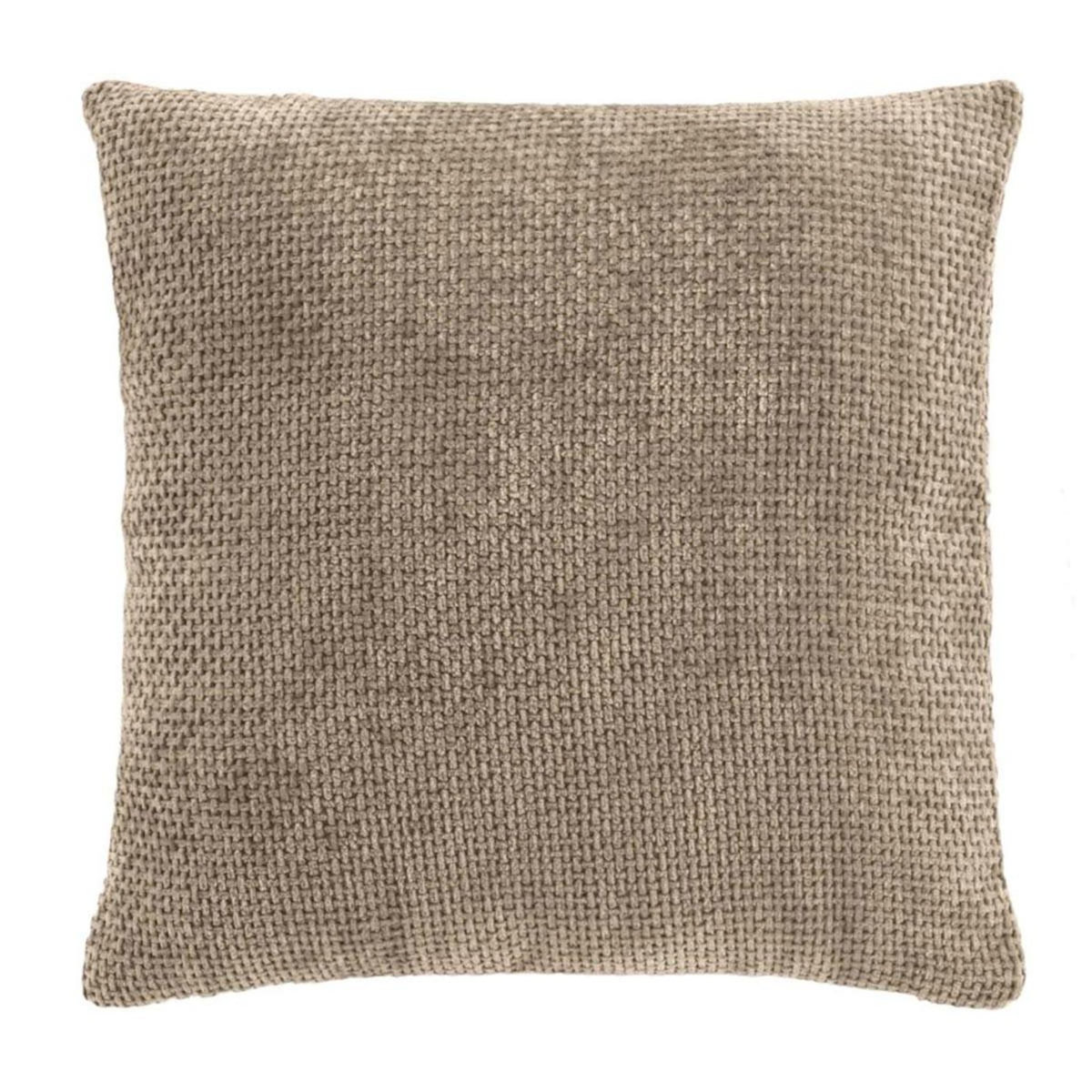 Paris Prix Coussin Déco en Velours Chenillé  Leo  45x45cm Sable