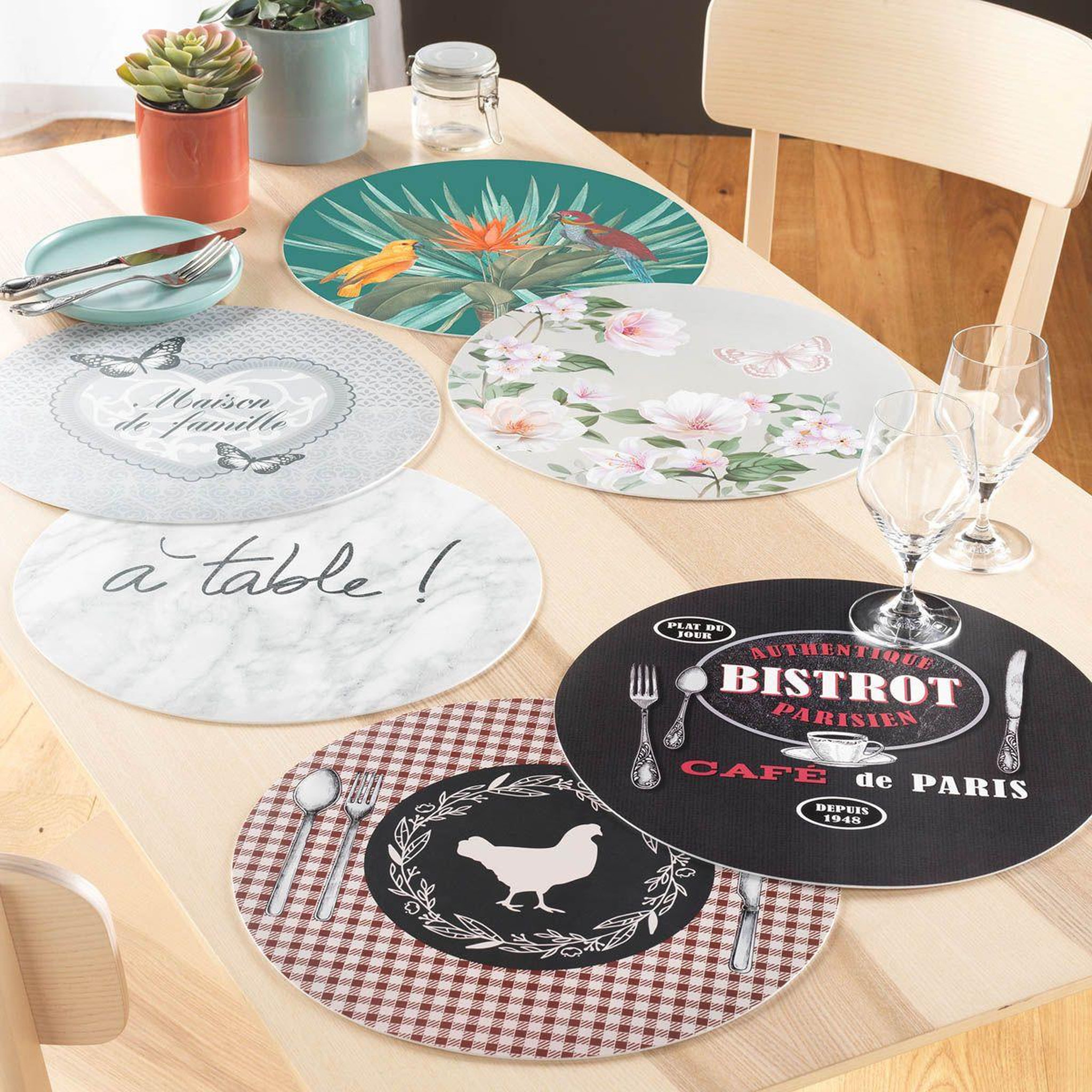 Voir la diapositive 3 : Douceur d'Intérieur Set de table rond imprimé  galinot  36cm multicolore