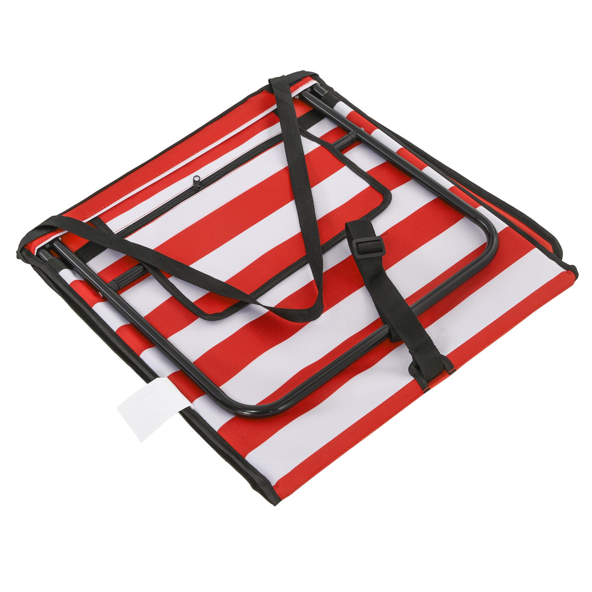 Voir la diapositive 5 : OUTSUNNY Lot de 2 tapis de plage rembourrés pliables - matelas de plage - dossier inclinable, rangement - métal polyester blanc rouge