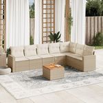 VIDAXL Salon de jardin avec coussins 8 pcs beige resine tressee