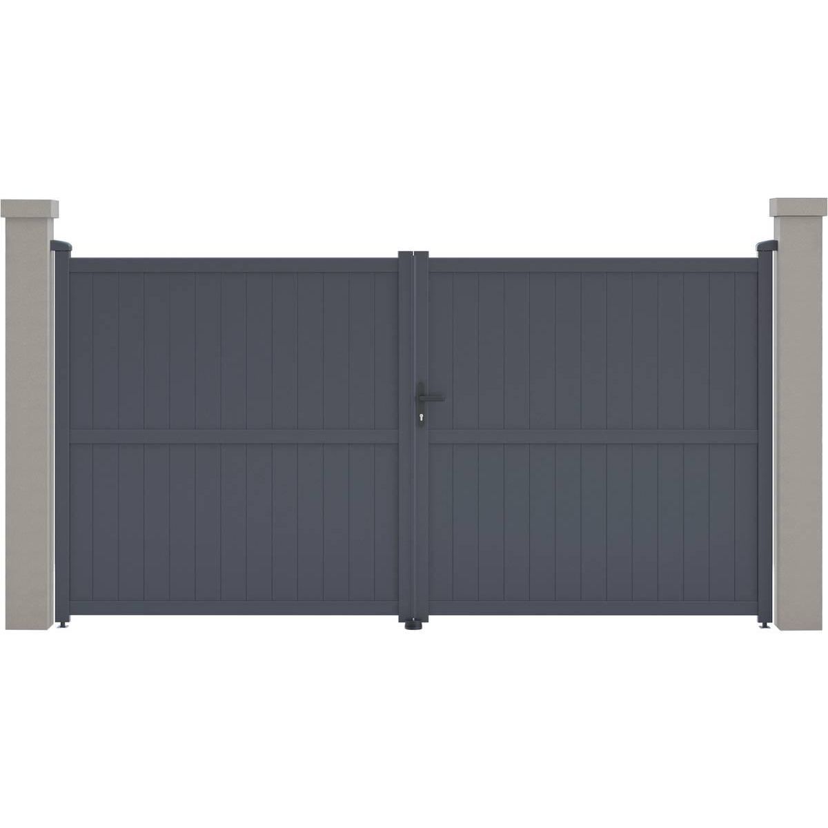 Habitat et Jardin Portail aluminium  Maurice  - 349.5 x 180.9 cm - Gris