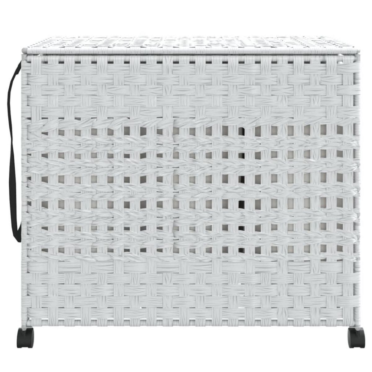VIDAXL Panier a linge avec roulettes blanc 66x35x60 cm resine tressee