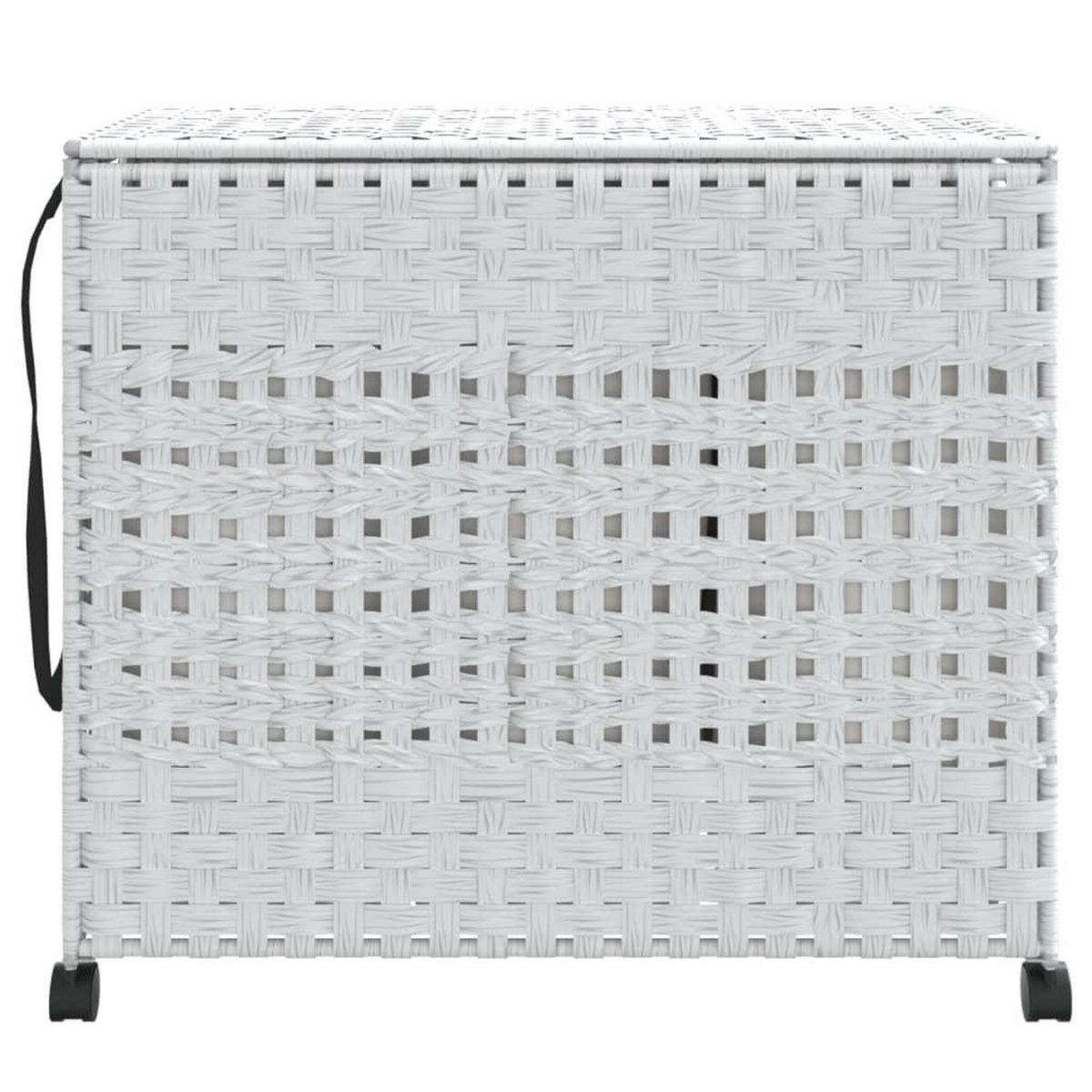 VIDAXL Panier a linge avec roulettes blanc 66x35x60 cm resine tressee