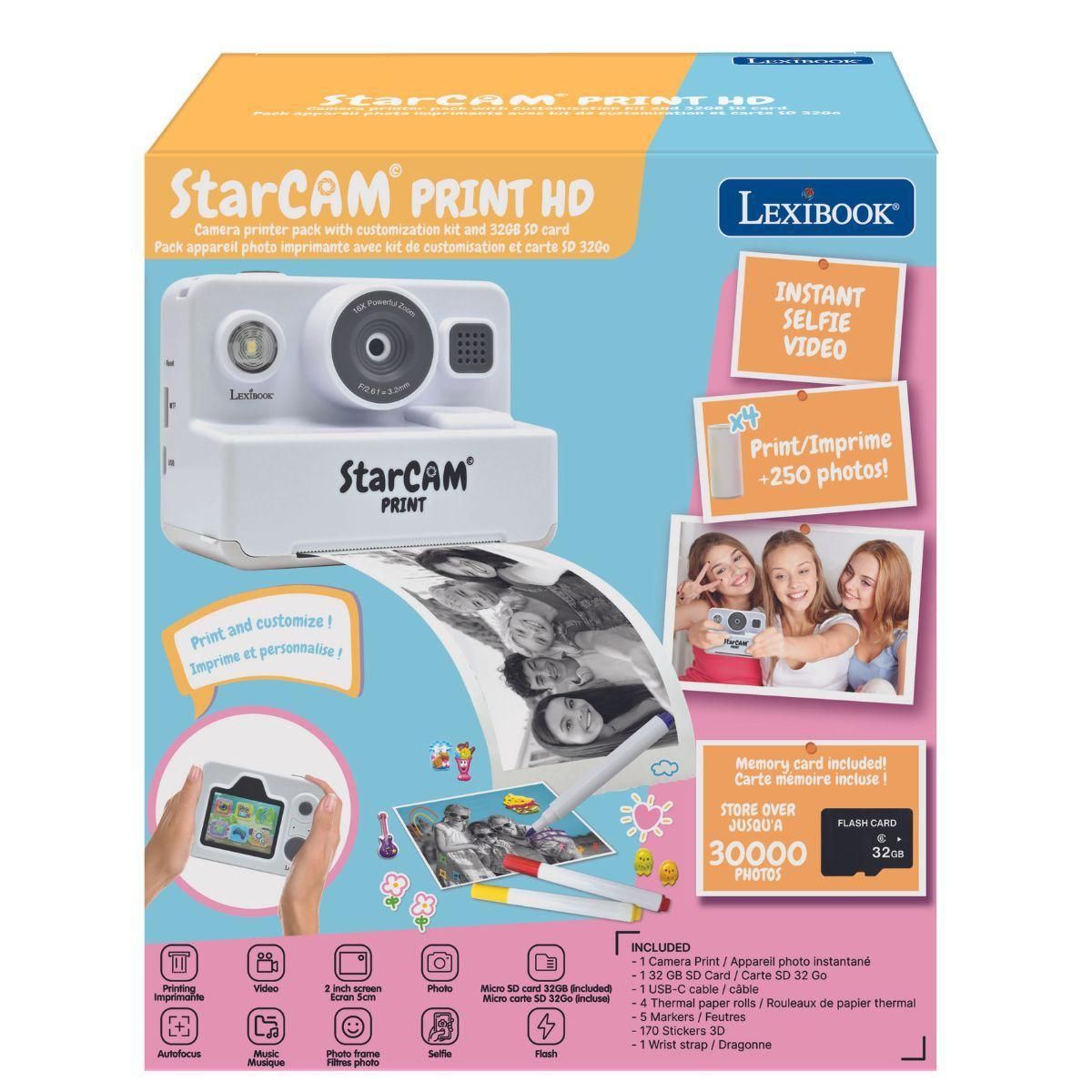 Lexibook Starcam Print Classic appareil photo numérique HD avec imprimante instantanée