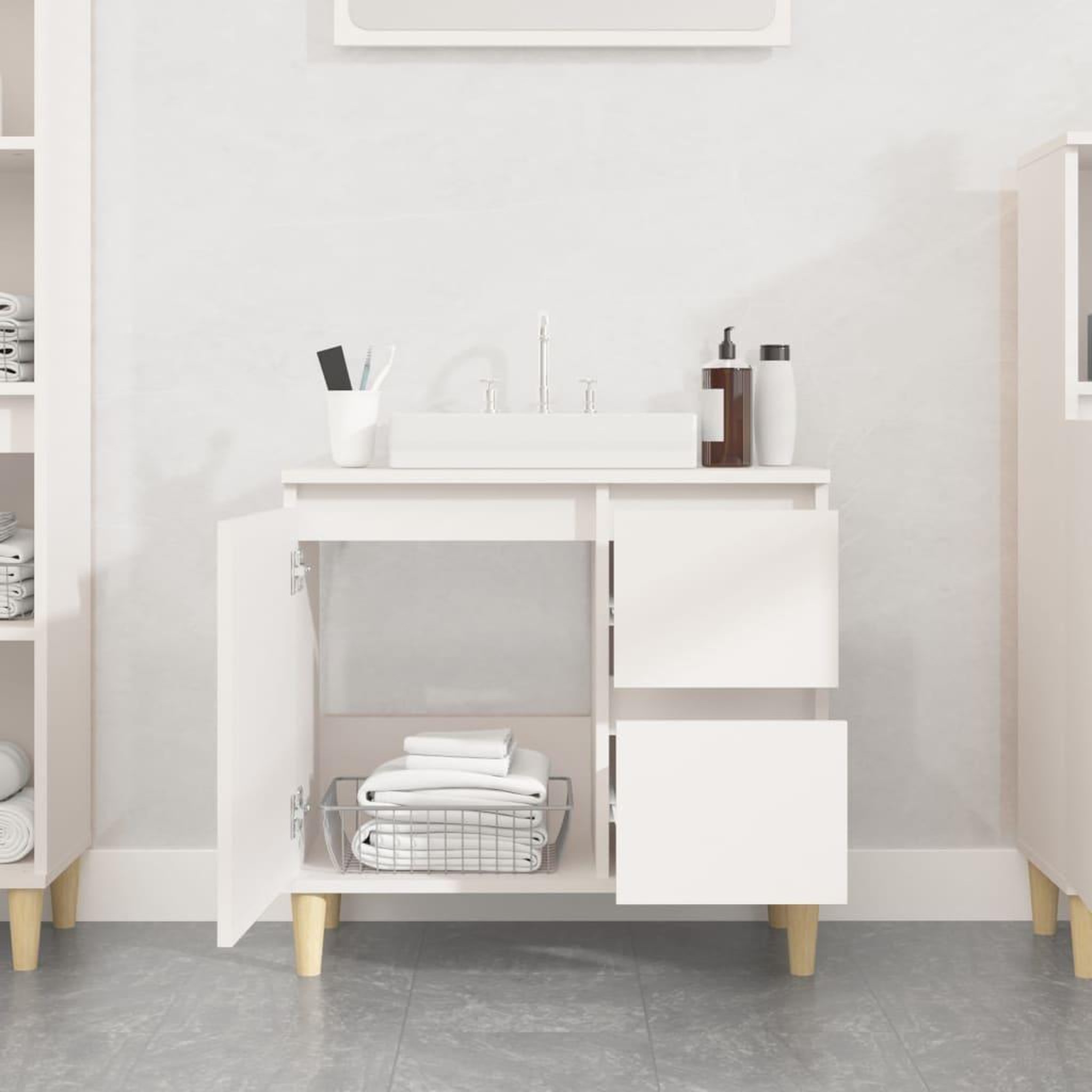 Voir la diapositive 3 : VIDAXL Armoire de salle de bain blanc 65x33x60 cm bois d'ingenierie