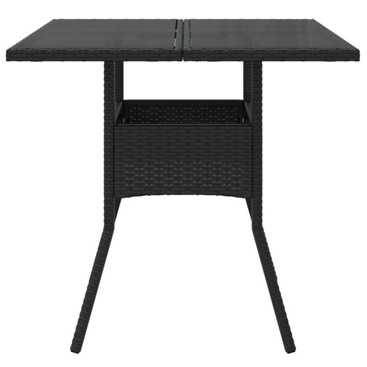 VIDAXL Table de jardin dessus en verre noir 80x80x75 cm resine tressee