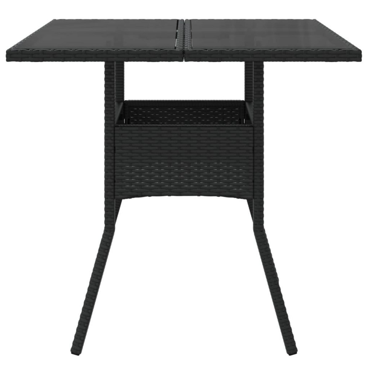 VIDAXL Table de jardin dessus en verre noir 80x80x75 cm resine tressee