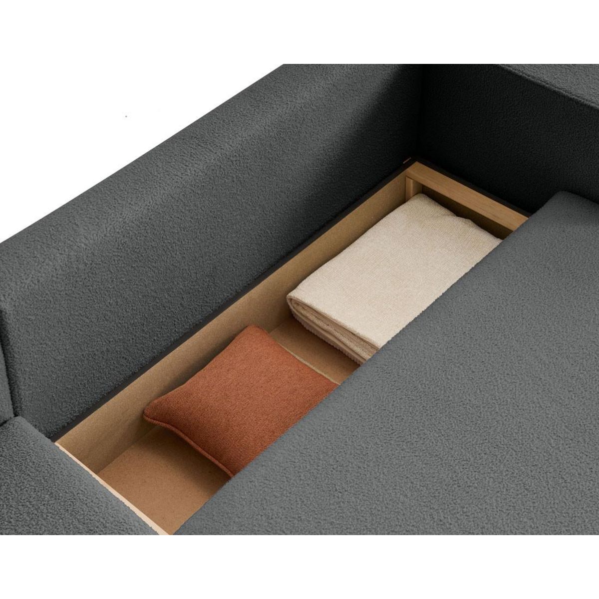 BEST MOBILIER Topaze - canapé d'angle réversible - 4 places - convertible avec coffre - en tissu bouclette