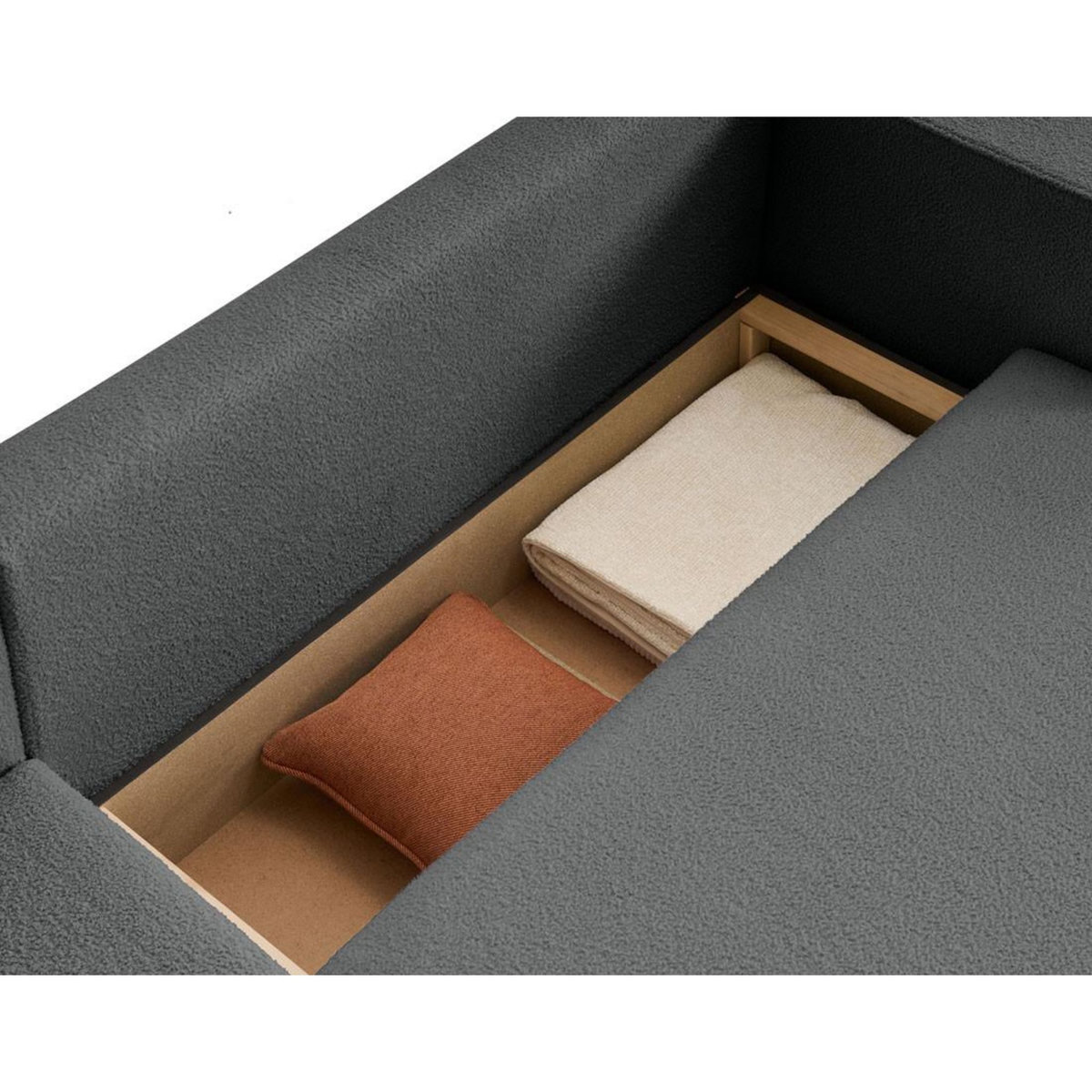 BEST MOBILIER Topaze - canapé d'angle réversible - 4 places - convertible avec coffre - en tissu bouclette