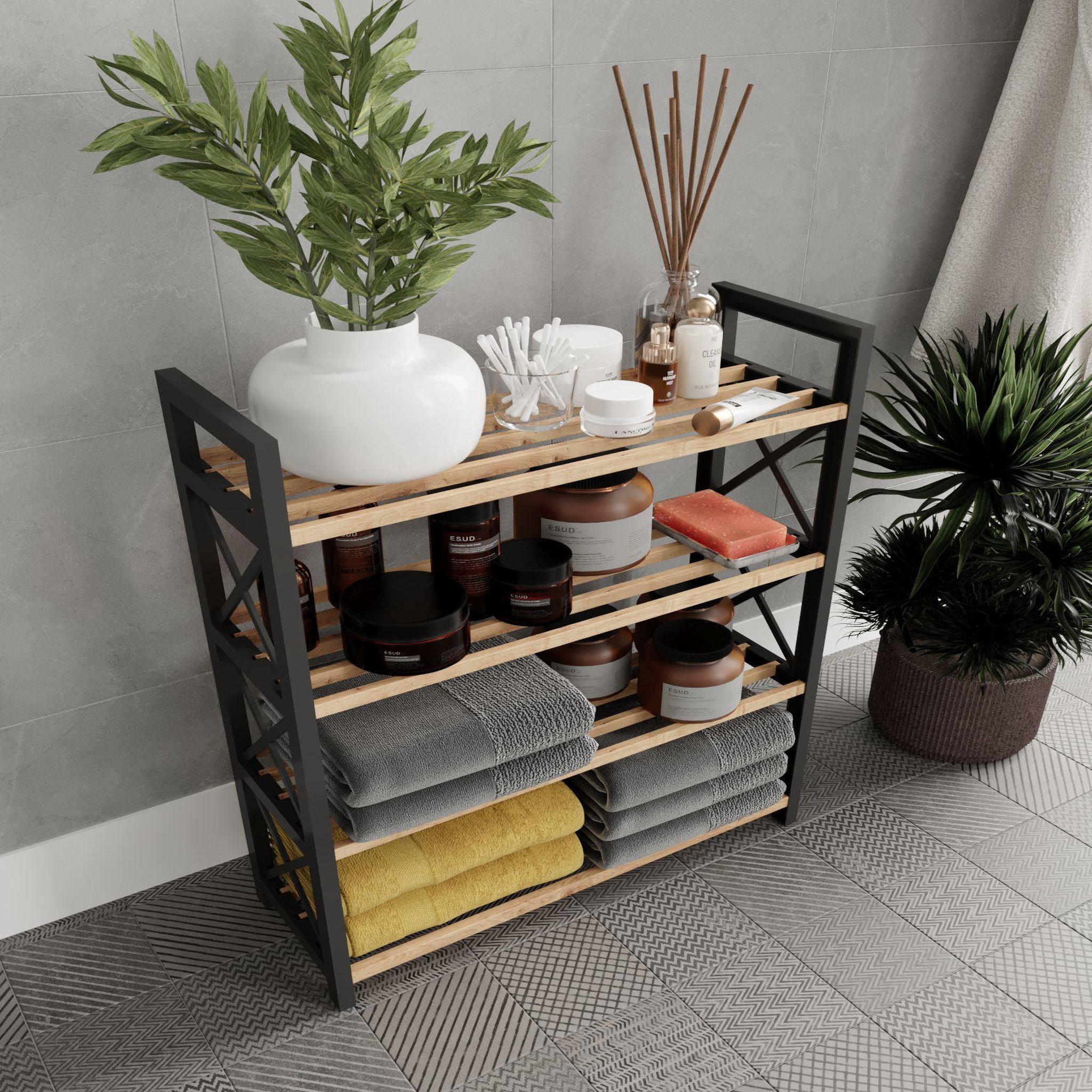 Voir la diapositive 4 : Habitat et Jardin Bibliothèque en bois  plastic  - 46 x 18 x 64 cm - noir