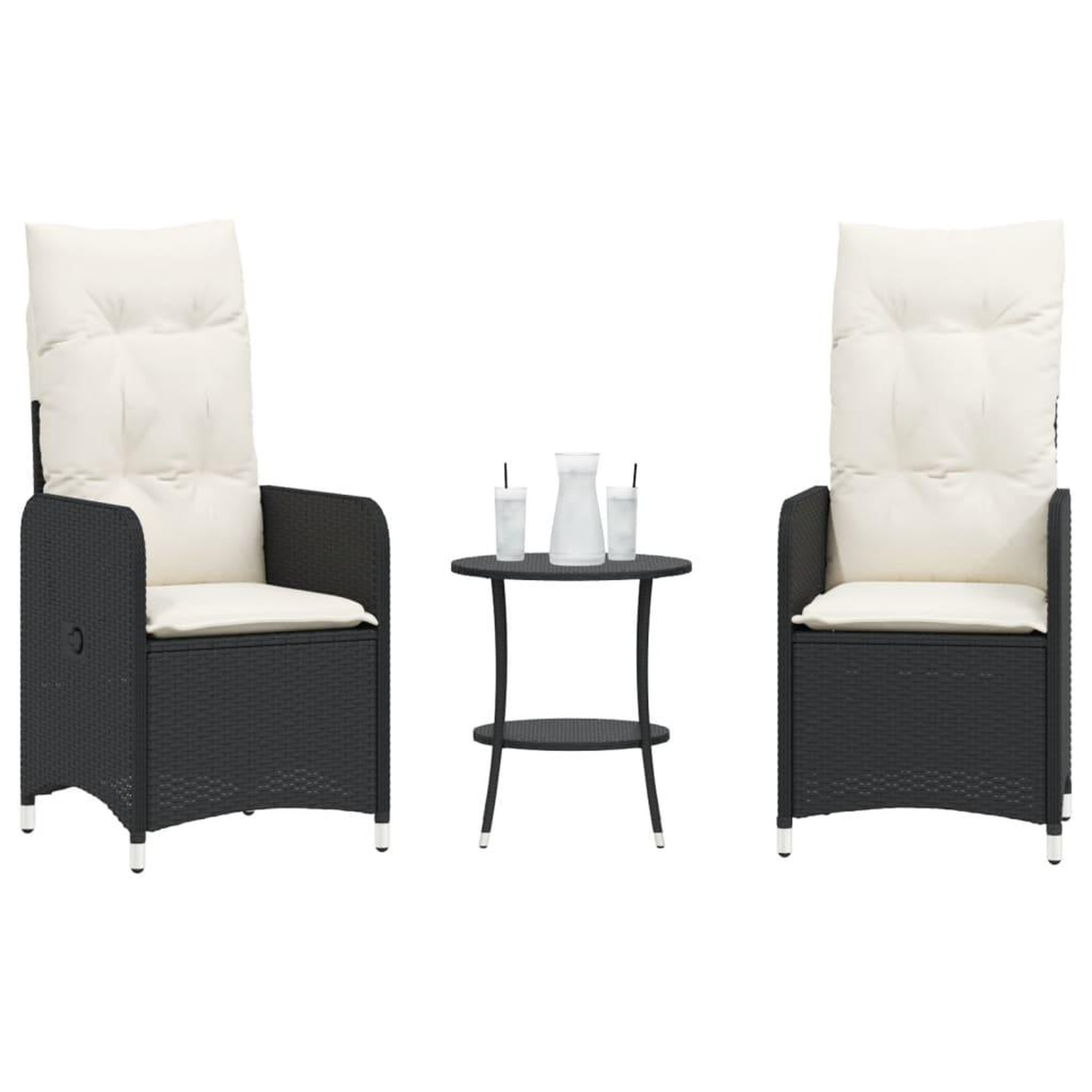 VIDAXL Chaises inclinables de jardin lot de 2 et table resine tressee