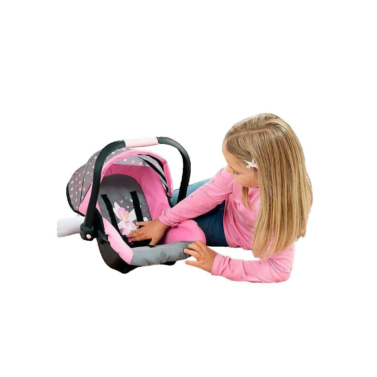BAYER Siège Auto Bayer Design pour poupées gris et rose