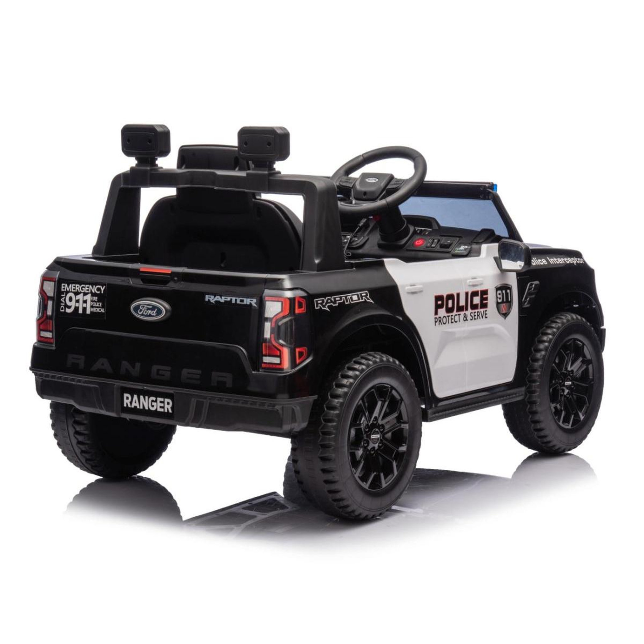 Voir la diapositive 2 : MILLY MALLY Voiture électrique Ford Ranger Police Noire