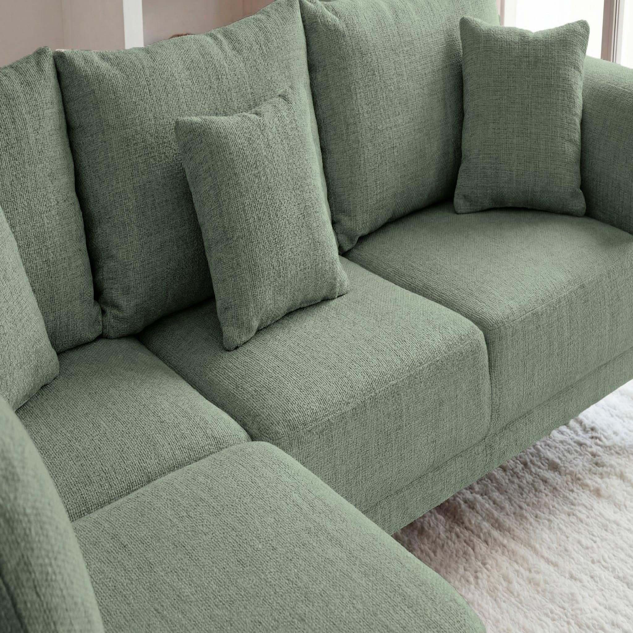 Voir la diapositive 4 : CASANOVA PARIS Bianca - canapé d'angle tissu chenille 4 places