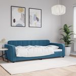 VIDAXL Lit de repos sans matelas bleu 90x200 cm velours