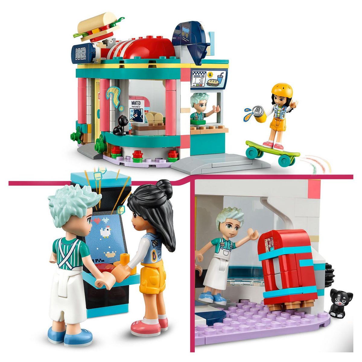 LEGO Friends 41728 Le snack du centre ville, Jouet Enfants 6 Ans, Mini-Poupées Liane, Aliya