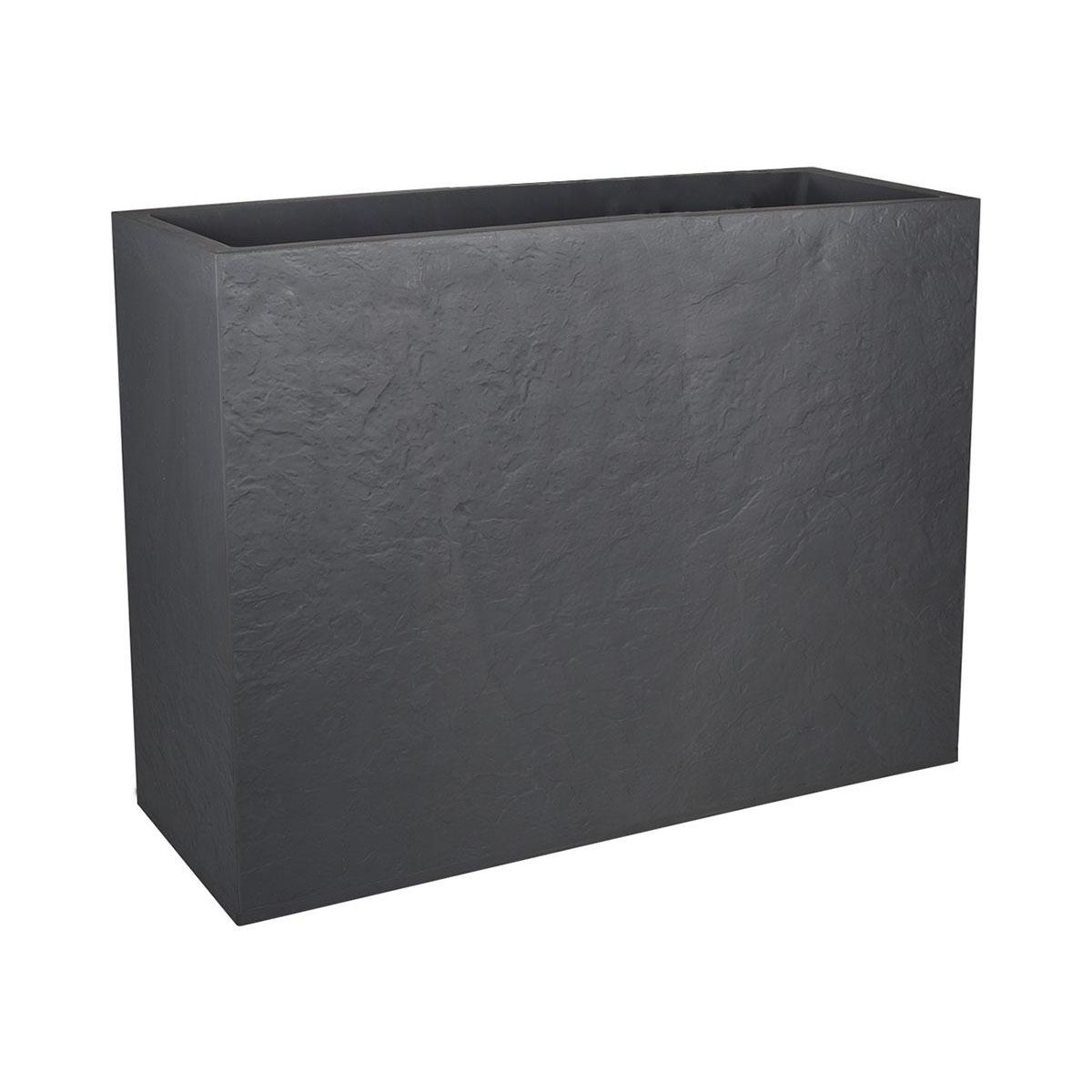 Eda Jardinière rectangulaire Volcania effet pierre - 78,5 x 29,5 x 60 cm - 46 L - Gris anthracite - Eda