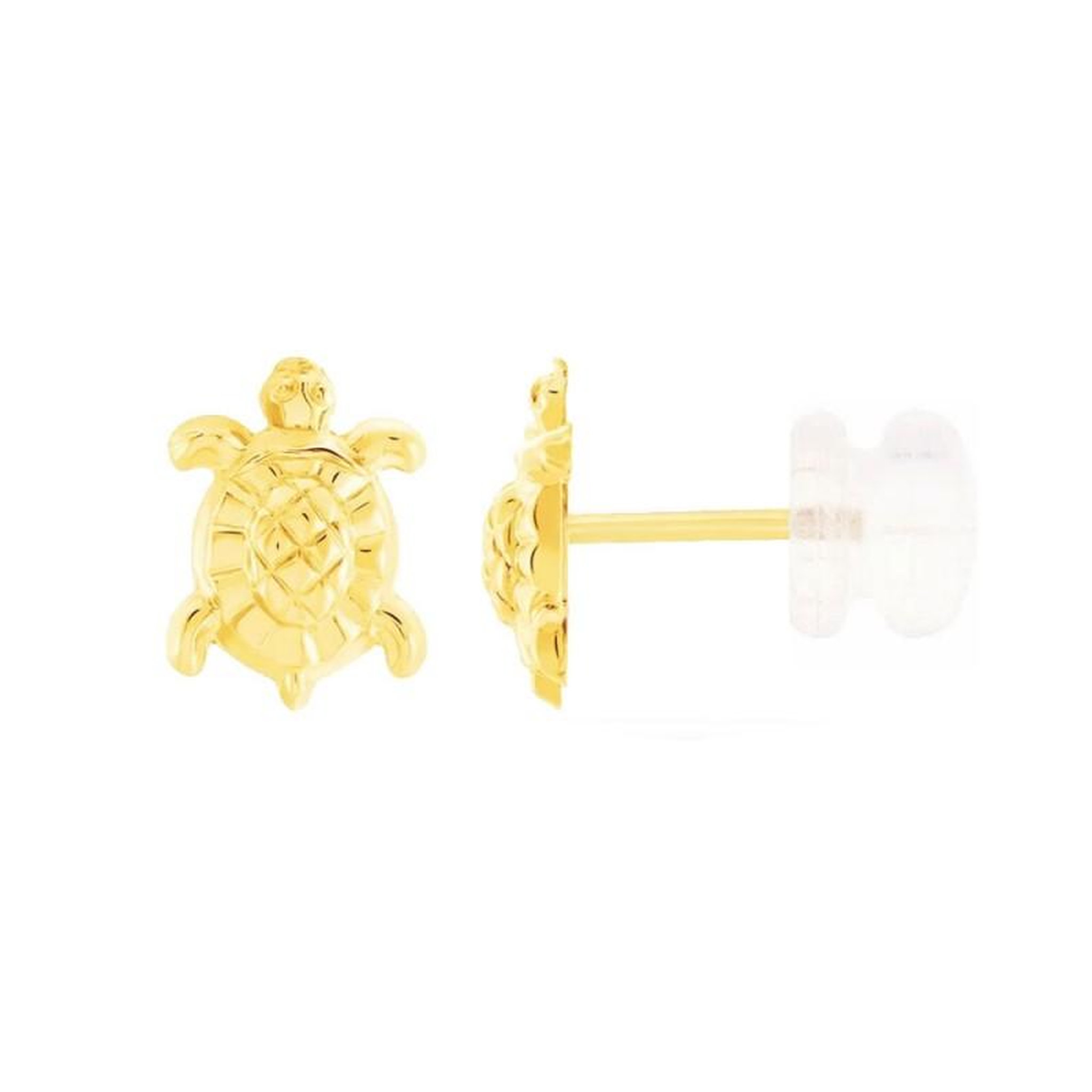 Voir la diapositive 1 : L'ATELIER D'AZUR Boucles d'Oreilles Tortue - Or Jaune - Enfant